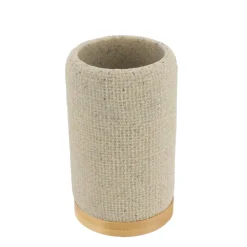 GOBELET POLYRESINE ROND EFFET MAILLE ET BAMBOU NATUREL