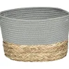 GRANDE CORBEILLE OVALE COTON MATIERE VEGETALE KAKI NATUREL