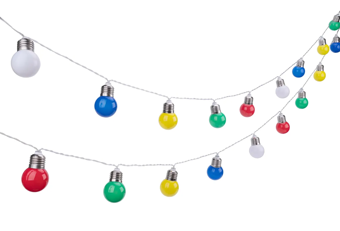 GUIRLANDE 20 BOULES SOLAIRES BLANC CHD MULTICO 5.8M D4.5CM