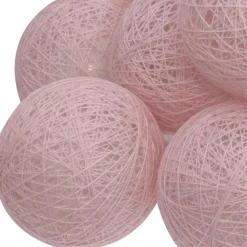 GUIRLANDE LED PILE 16 BOULES ROSE CLAIR D.3.5CM