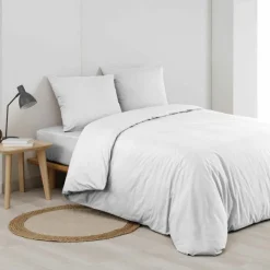 HOUSSE COUETTE 140X200CM MICROFIBRE BLANC
