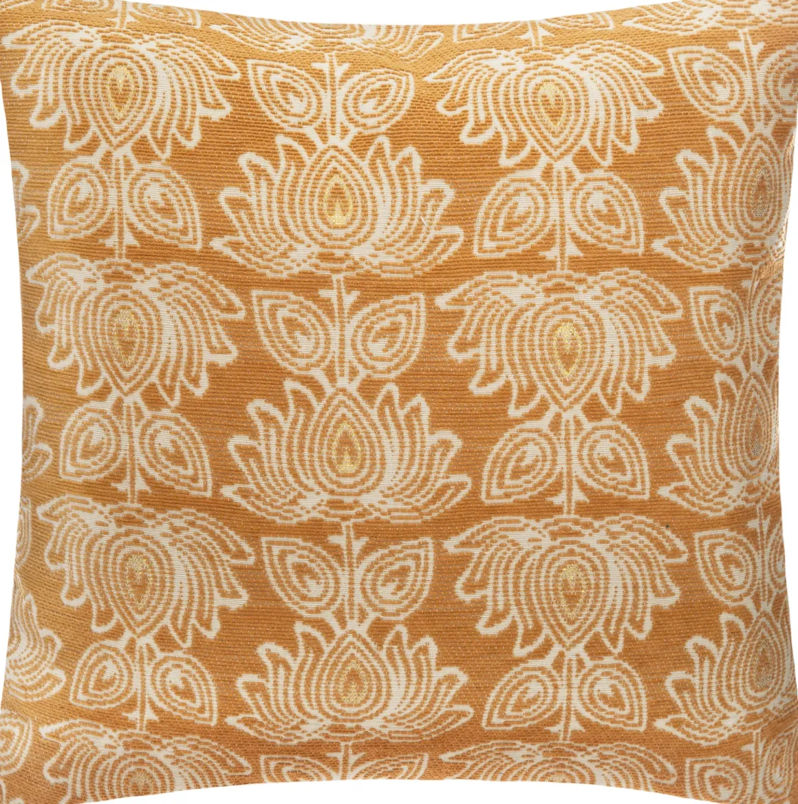 HOUSSE COUSSIN CHENILLE FLEUR OCRE 40X40CM