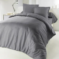 HOUSSE DE COUETTE 2 PERSONNES 240X220CM LINA GRIS SOURIS