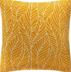HOUSSE DE COUSSIN CHENILLE FEUILLES OCRE 40X40CM