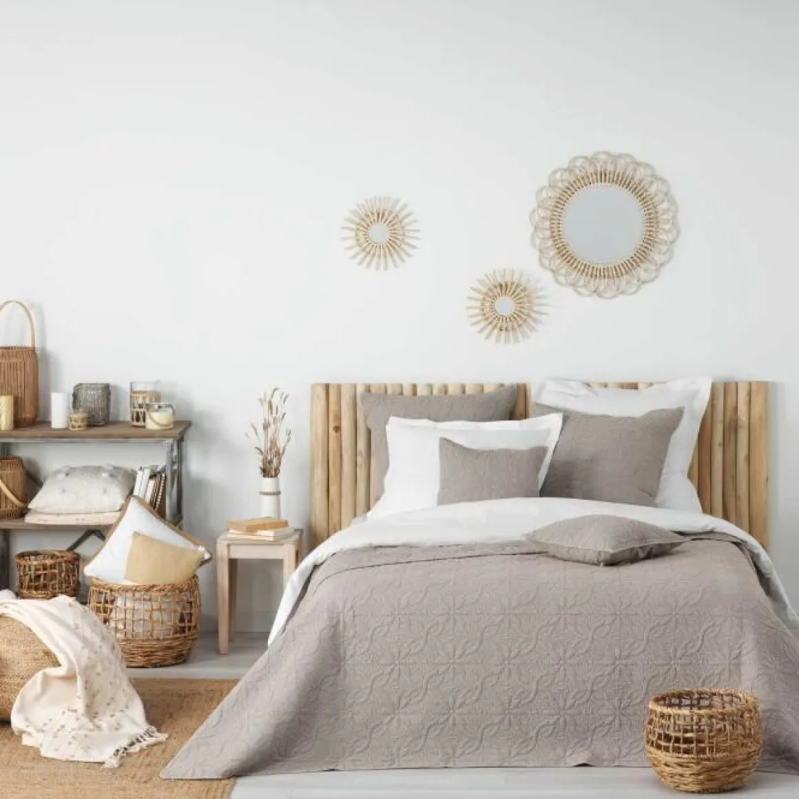HOUSSE DE COUSSIN 60 X 60 CM FLORETTE TAUPE