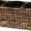 JARDINIERE ROTIN OVALE 3 POTS TAILLE 43X16X15CM