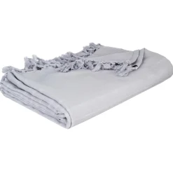 JETE DE LIT EN COTON GRIS CLAIR 160X220CM