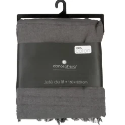 JETE DE LIT EN COTON GRIS 160X220CM