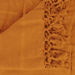 JETE DE LIT EN COTON JAUNE MOUTARDE 160X220CM