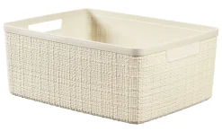 JUTE PANIER RECTANGULAIRE TAILLE M 12L BLANC CASSE