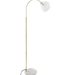 LAMPADAIRE ARC VERRE ET MARBRE LAYE DORE H.150CM