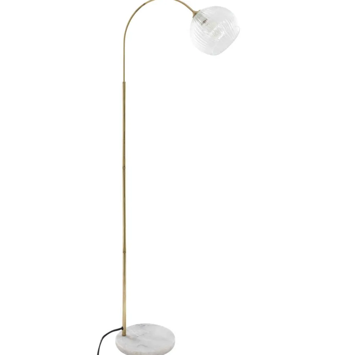 LAMPADAIRE ARC VERRE ET MARBRE LAYE DORE H.150CM