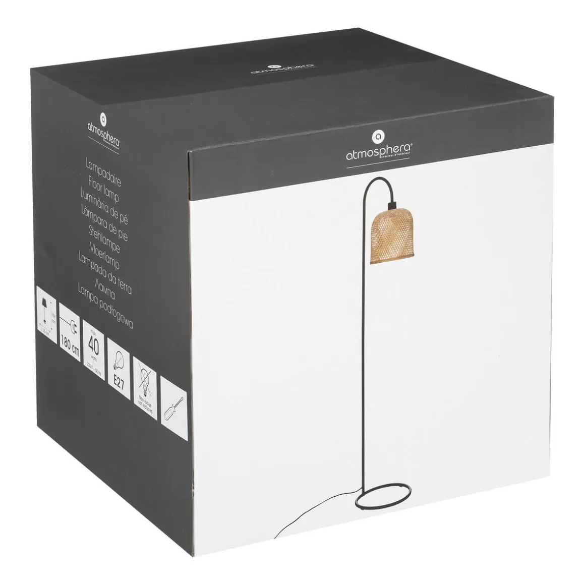 LAMPADAIRE DROIT ALICANTE NOIR H.159CM