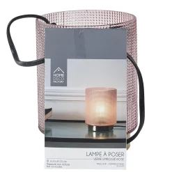 LAMPE A POSER VERRE EMBOSSE ROSE