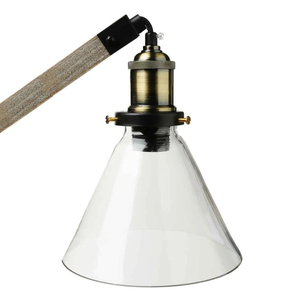 LAMPE ARC METAL ET BOIS ALAK MARRON H.59CM