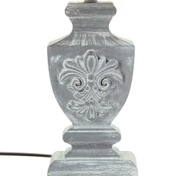 LAMPE BOIS PATINE GRIS H.53.5CM