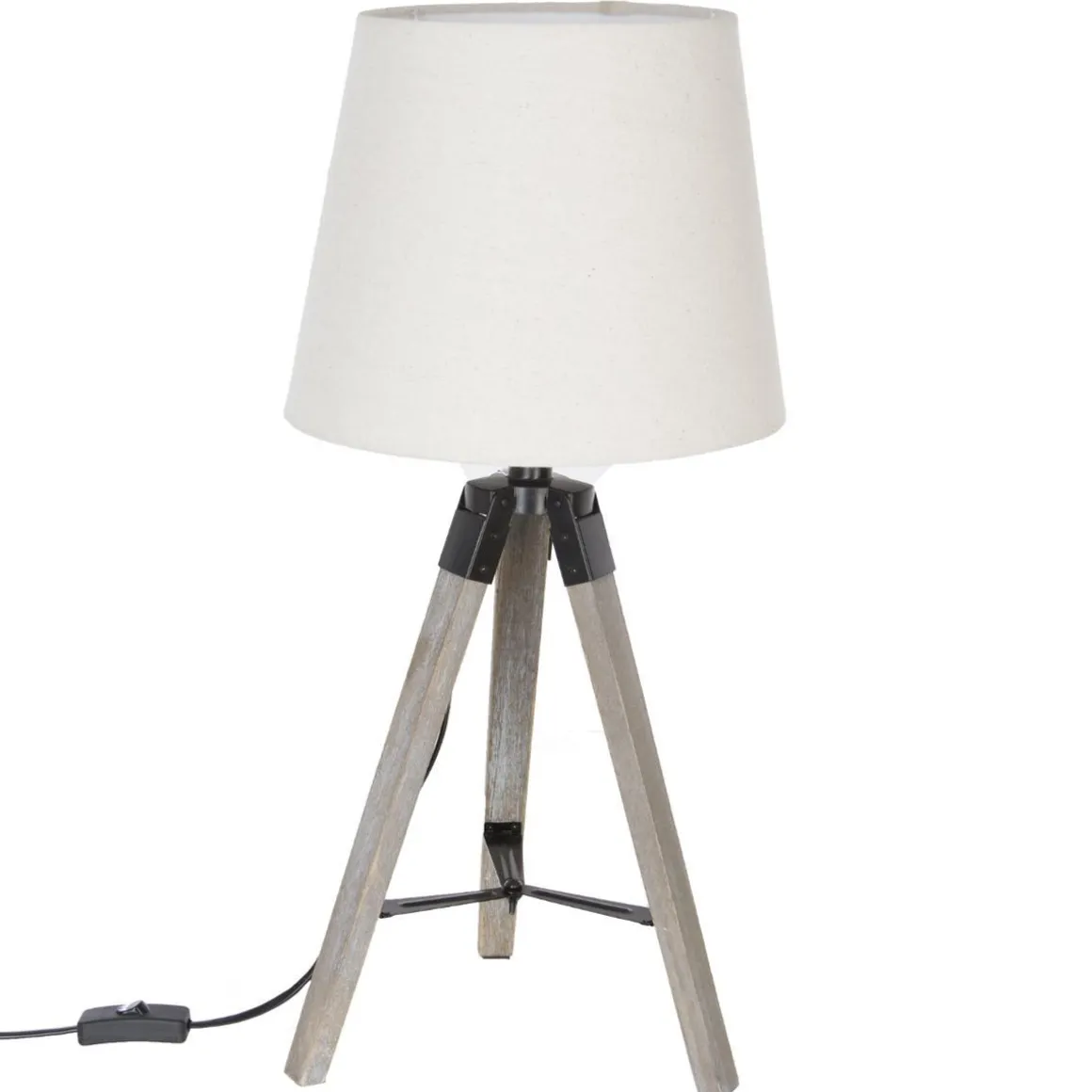 LAMPE BOIS TREPIED RUNO LIN H.58CM