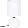 LAMPE CERAMIQUE STRIE BOULE BLANC H.25CM