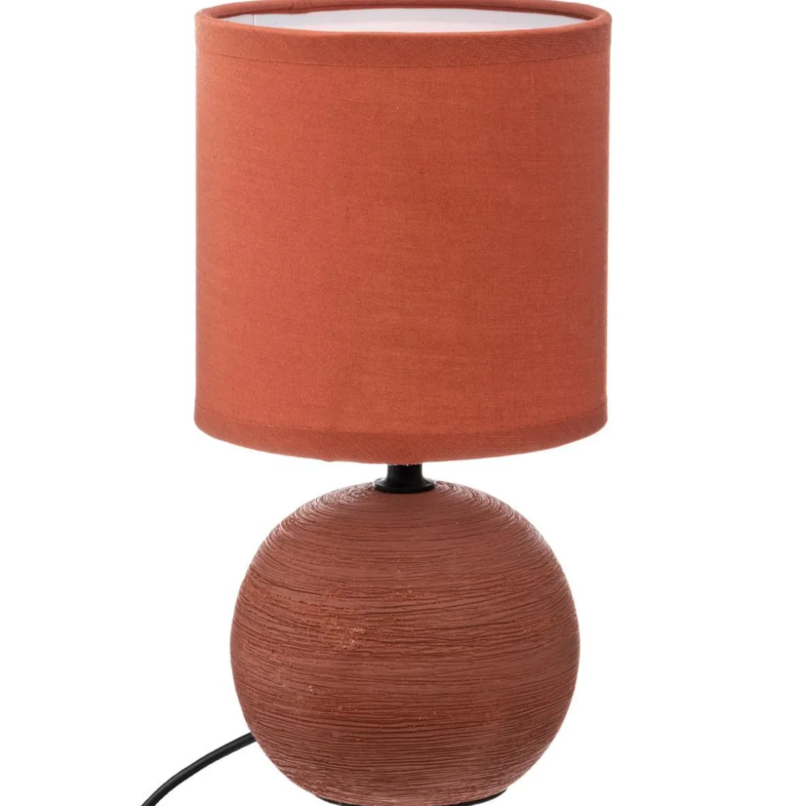 LAMPE CERAMIQUE STRIE BOULE TERRACOTTA H.25CM