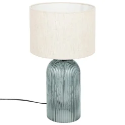 LAMPE CYLINDRE MATI VERRE BLEU H.42CM