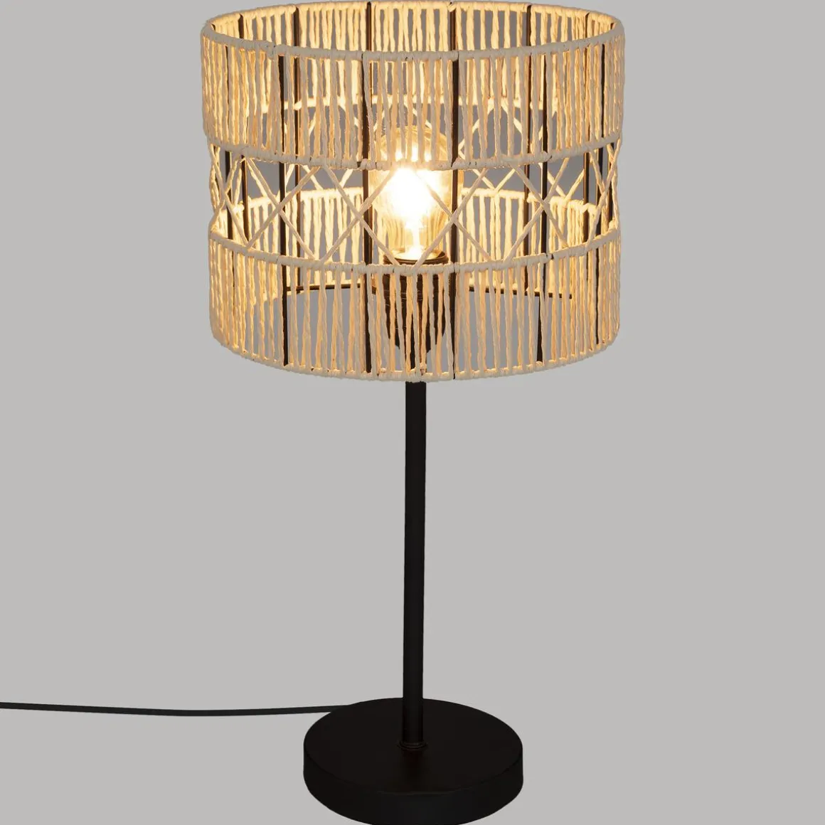 LAMPE DROITE COSY NOIRR NATUREL H.47CM