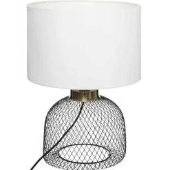 LAMPE GRILLE EMIE NOIR ET BLANC H.38CM