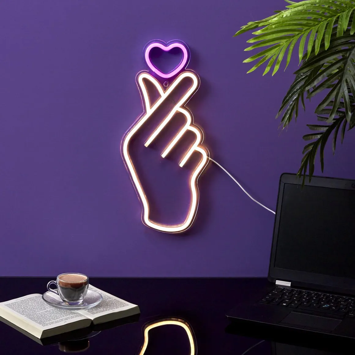 LAMPE LED EFFET NEON SIGNE COEUR USB