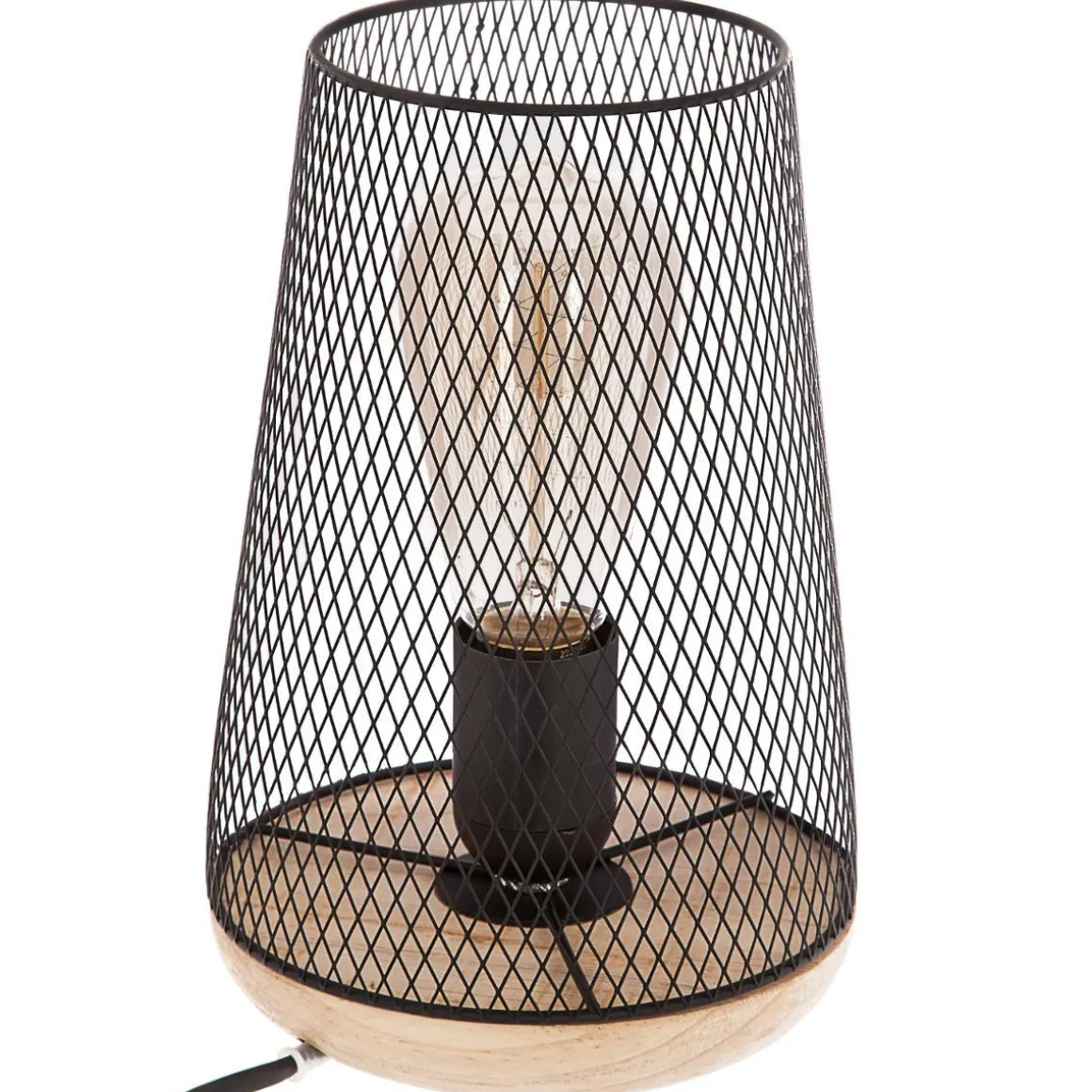 LAMPE METAL BOIS NOIR ZELY H.23CM