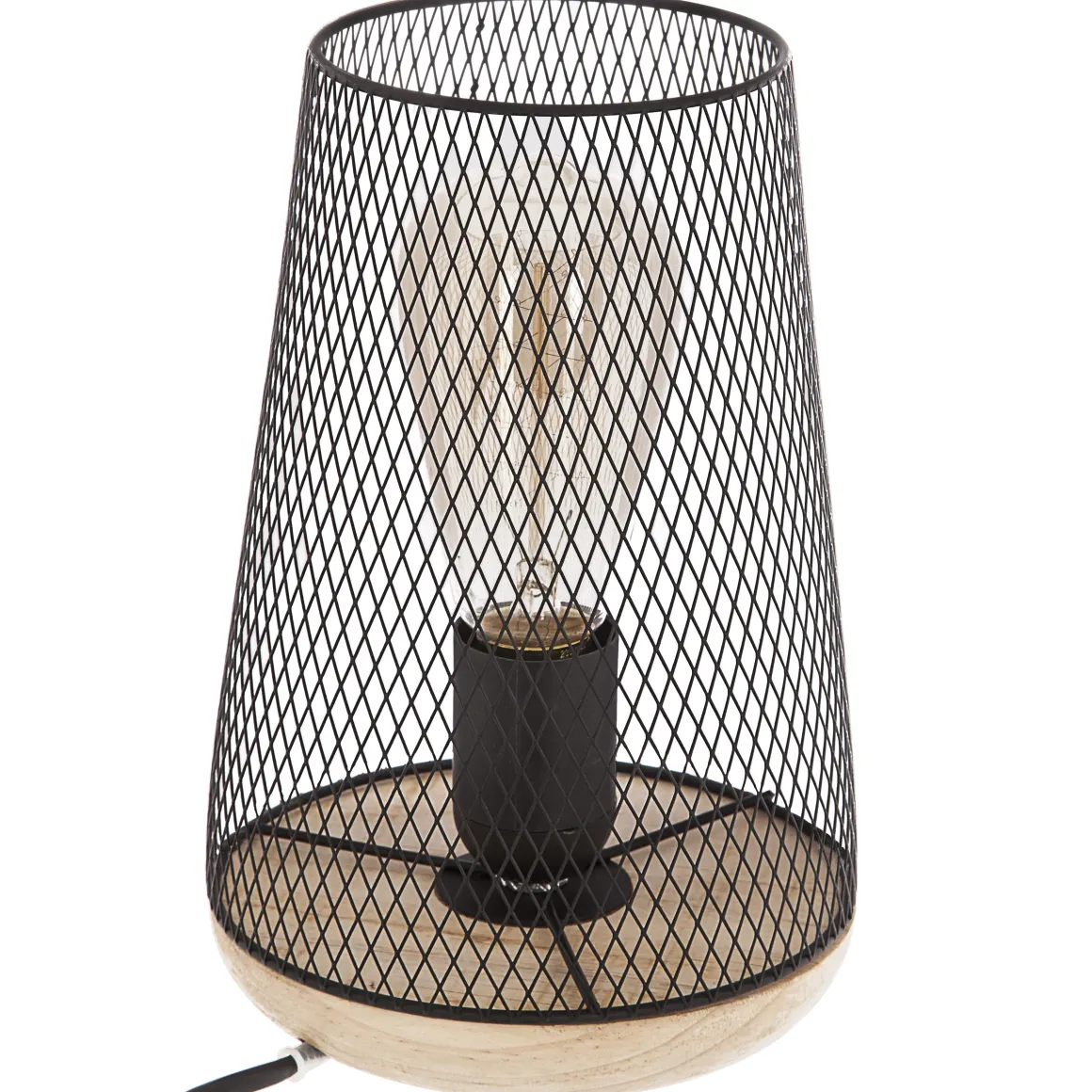 LAMPE METAL BOIS ZELY H.23CM