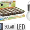 LAMPE SOLAIRE BOULE VERRE INOX 1 LED BLANC CHAUD D.6CM