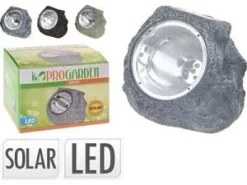 LAMPE SOLAIRE IMITATION PIERRE 14.5X11.5X11CM 4 LED BLANC