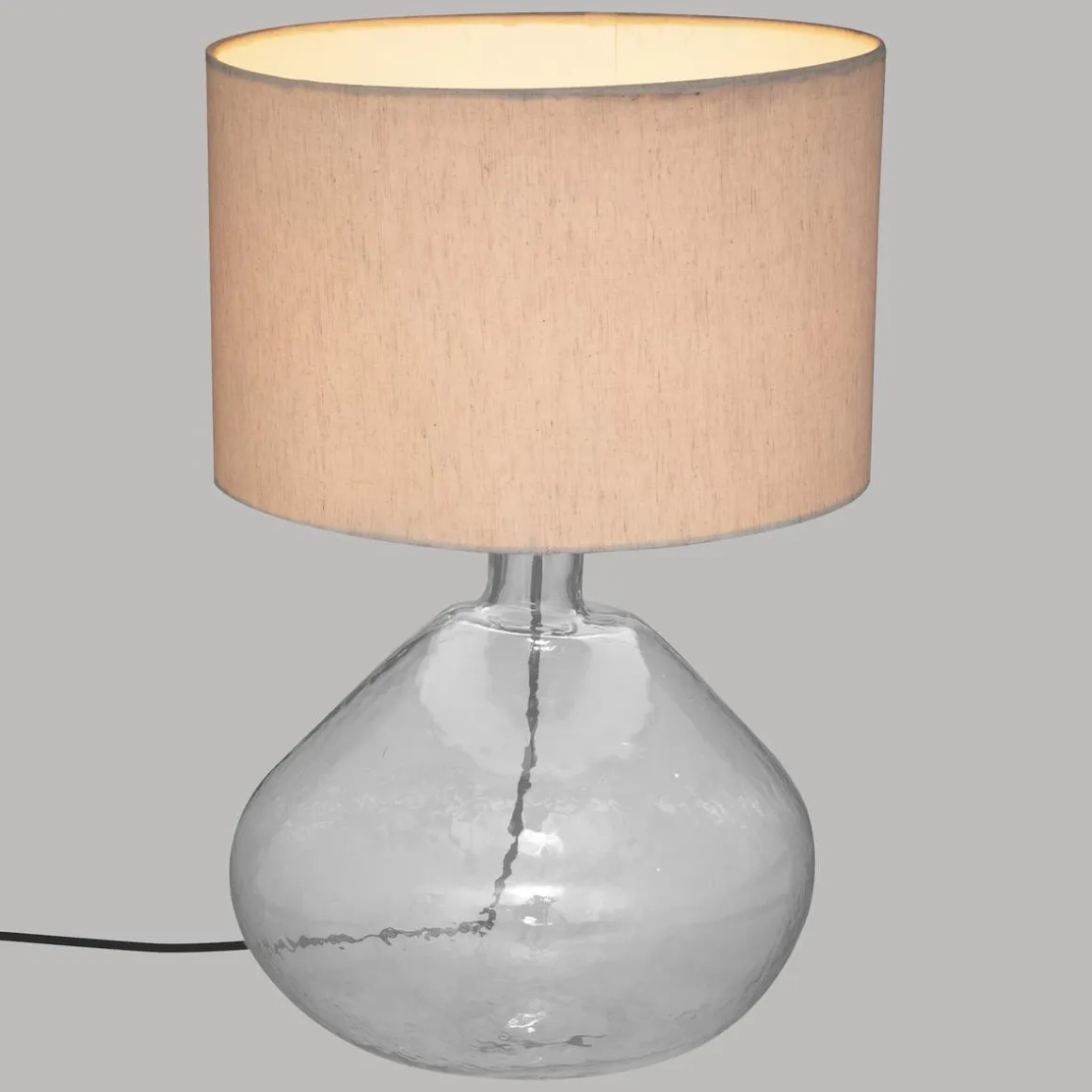 LAMPE VERRE TRANSPARENT MELLY IVOIRE H.60CM