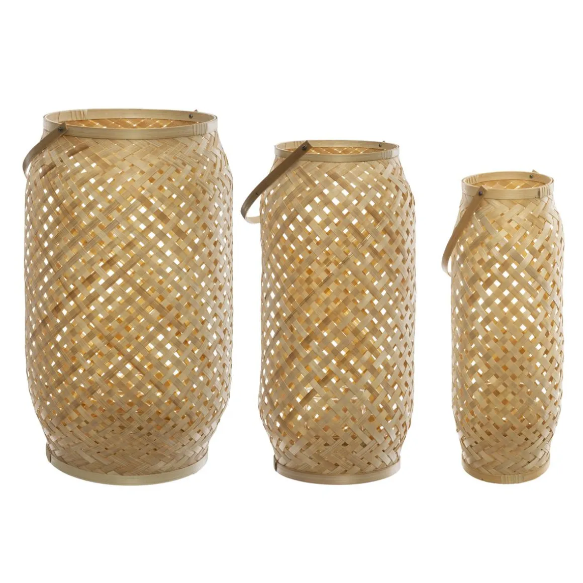 LANTERNE BAMBOU CROSS BEIGE D.16X43CM