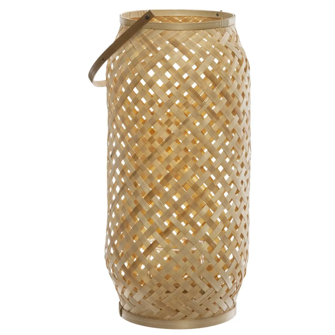 LANTERNE BAMBOU CROSS BEIGE D.16X43CM