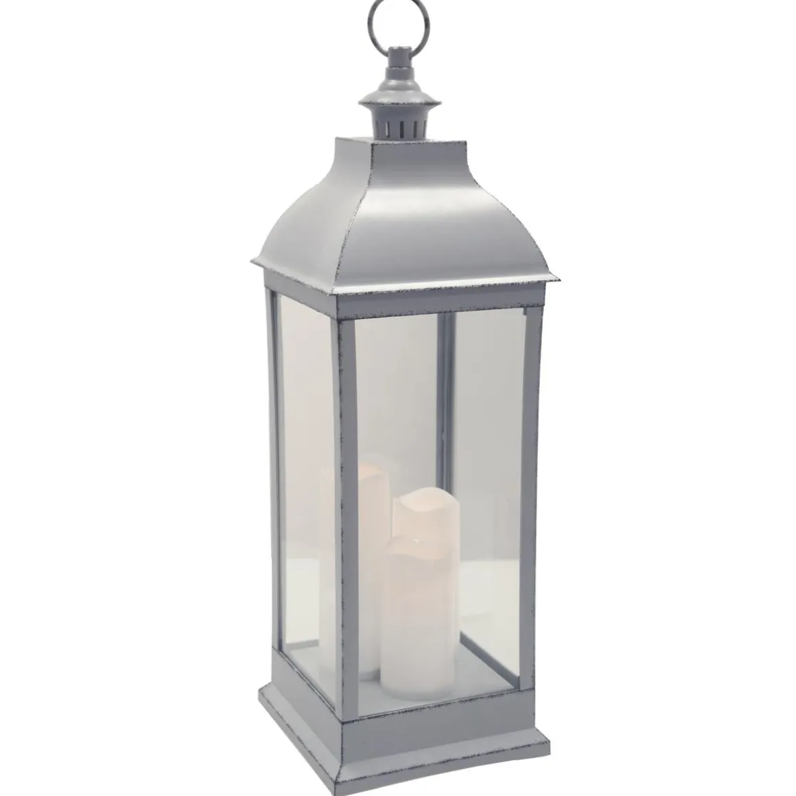 LANTERNE LED ANTIQUE GRIS H.71CM