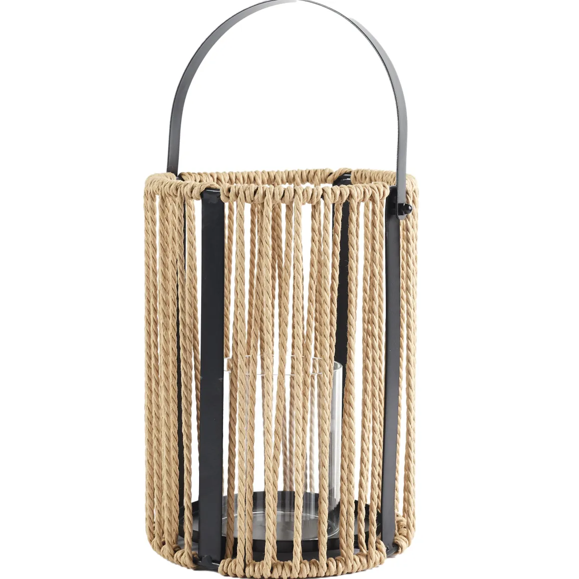 LANTERNE MATIERE NATURELLE ET METAL H.32CM