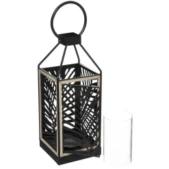 LANTERNE METAL FEUILLE DRISS H.38.5CM