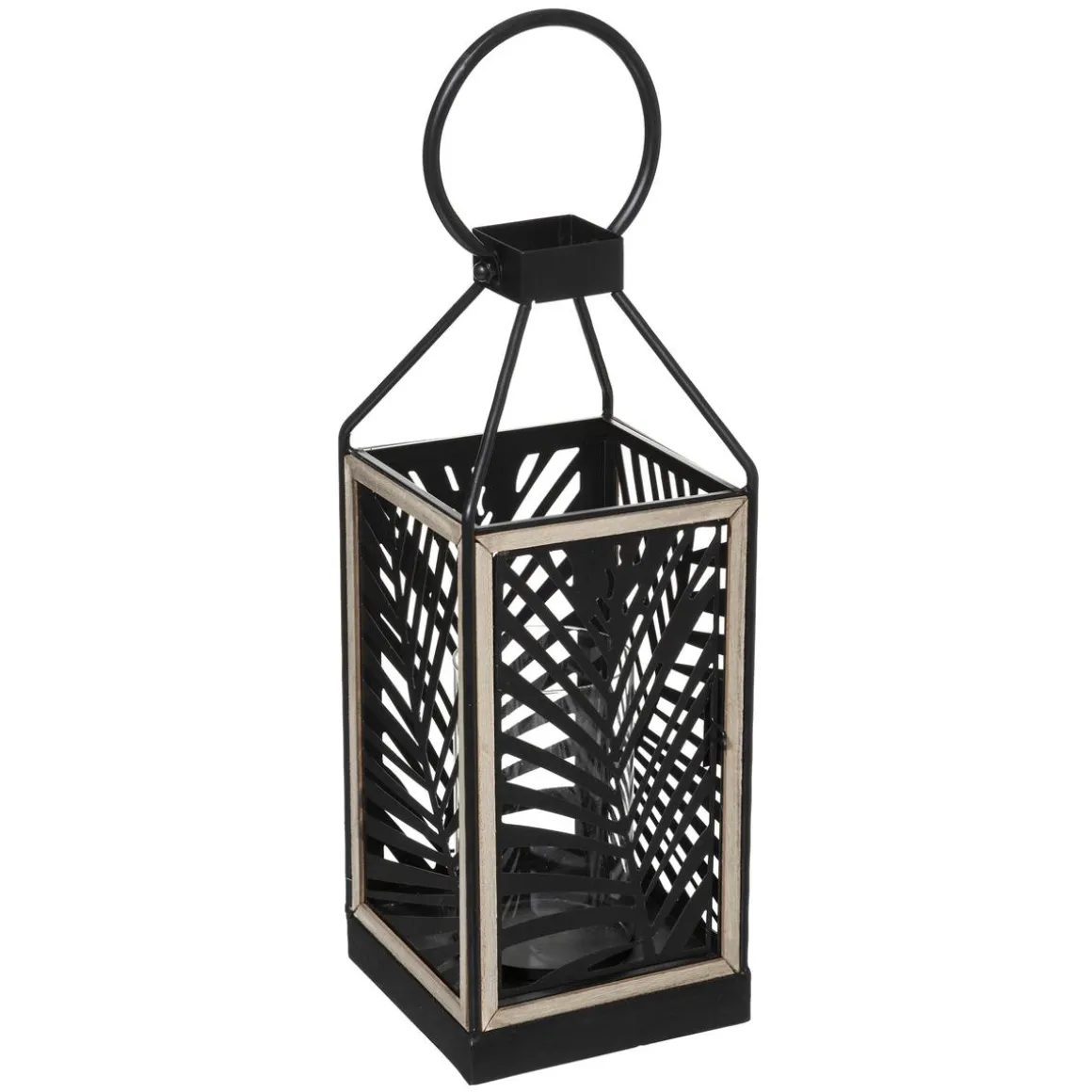 LANTERNE METAL FEUILLE DRISS H.38.5CM