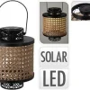 LANTERNE SOLAIRE METAL ASPECT ROTIN 17X22CM