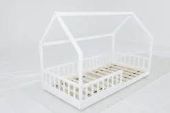 LIT CABANE BLANC BARRIERE 90X190CM