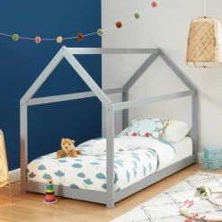 LIT ENFANT CABANE TINY PIN GRIS SOMMIER 90X190CM