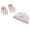 LOT BONNET CHAUSSON NAISSANCE COTON FANTASY GARDEN