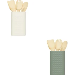 LOT 4 USTENSILES BAMBOU AVEC POT