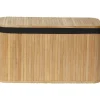 MALLE RECTANGULAIRE 66.5X29X38CM BAMBOU TISSU LIN NOIR