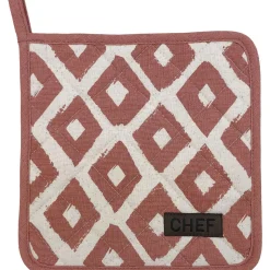 MANIQUE CHEF LOSANGE 20X20CM COTON TERRACOTTA