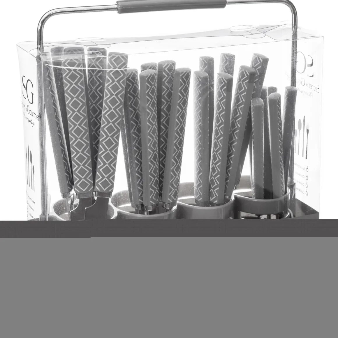 MENAGERE 24 PIECES GEO ET RANGE COUVERT TAUPE