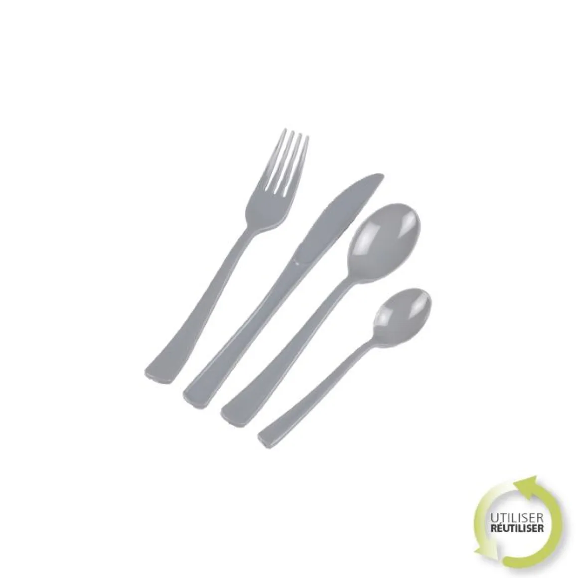 MENAGERE 24 PIECES REUTILISABLES GRIS