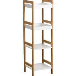MEUBLE BAMBOU 4 ETAGERES BAMBOU BLANC