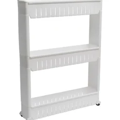 MEUBLE DE RANGEMENT 3 NIVEAUX SUR ROULETTES BLANC