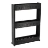 MEUBLE DE RANGEMENT 3 NIVEAUX SUR ROULETTES NOIR